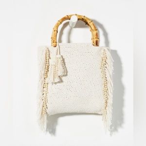 Lusana Sylvia Bag, cotton Crochet tassel purse